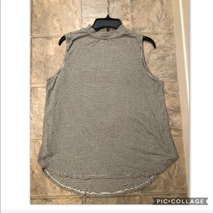 Black and white striped tunic high neck